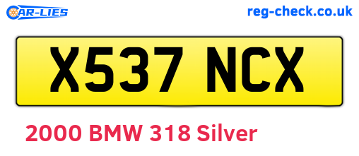 X537NCX are the vehicle registration plates.