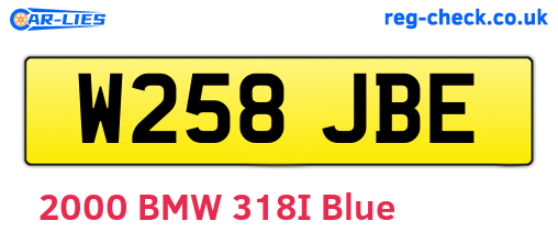 W258JBE are the vehicle registration plates.
