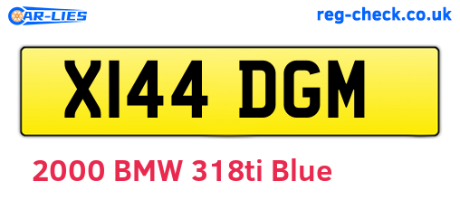 X144DGM are the vehicle registration plates.