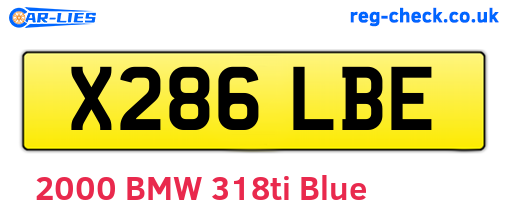 X286LBE are the vehicle registration plates.