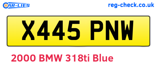 X445PNW are the vehicle registration plates.