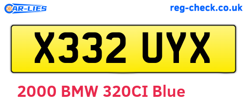 X332UYX are the vehicle registration plates.