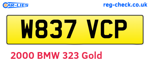 W837VCP are the vehicle registration plates.