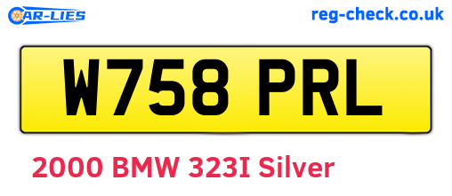 W758PRL are the vehicle registration plates.