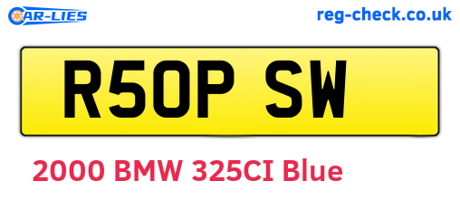 R50PSW are the vehicle registration plates.