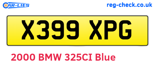 X399XPG are the vehicle registration plates.