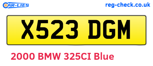 X523DGM are the vehicle registration plates.