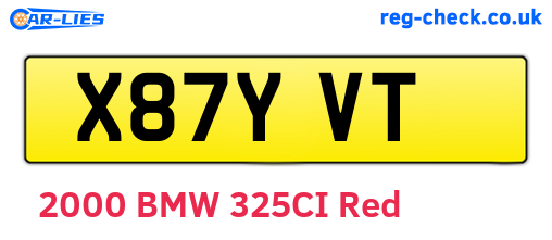 X87YVT are the vehicle registration plates.