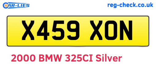 X459XON are the vehicle registration plates.