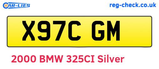 X97CGM are the vehicle registration plates.