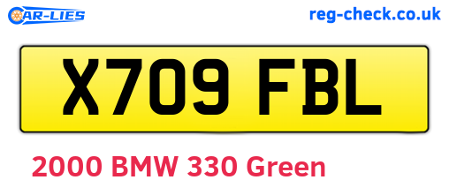 X709FBL are the vehicle registration plates.