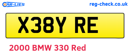 X38YRE are the vehicle registration plates.