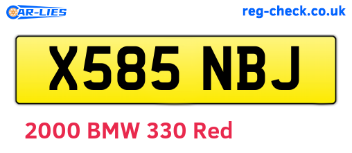 X585NBJ are the vehicle registration plates.