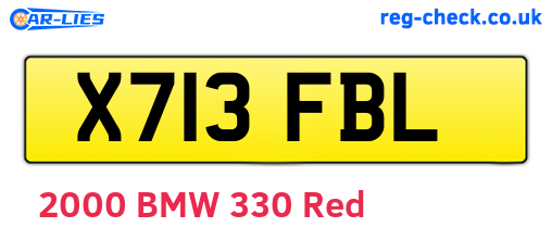 X713FBL are the vehicle registration plates.