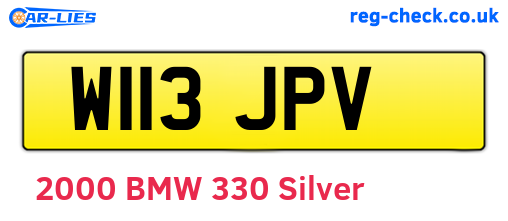 W113JPV are the vehicle registration plates.