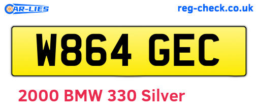 W864GEC are the vehicle registration plates.