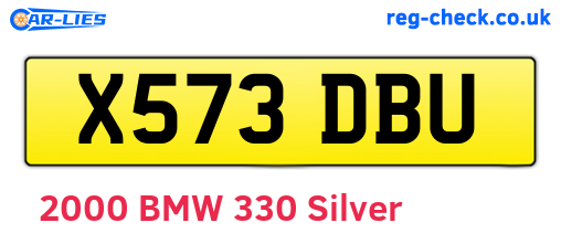X573DBU are the vehicle registration plates.