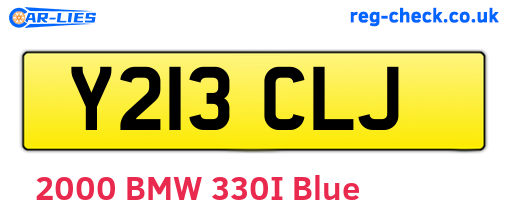 Y213CLJ are the vehicle registration plates.