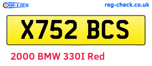 X752BCS are the vehicle registration plates.