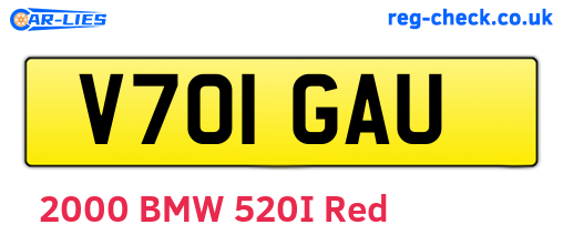 V701GAU are the vehicle registration plates.