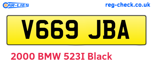 V669JBA are the vehicle registration plates.