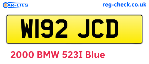 W192JCD are the vehicle registration plates.
