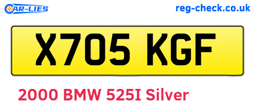 X705KGF are the vehicle registration plates.