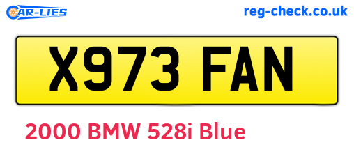 X973FAN are the vehicle registration plates.