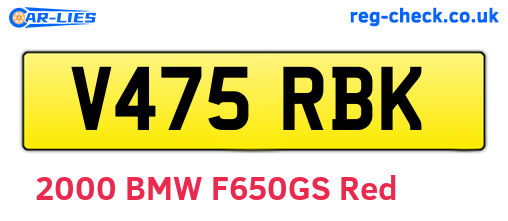 V475RBK are the vehicle registration plates.