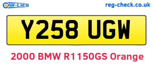 Y258UGW are the vehicle registration plates.