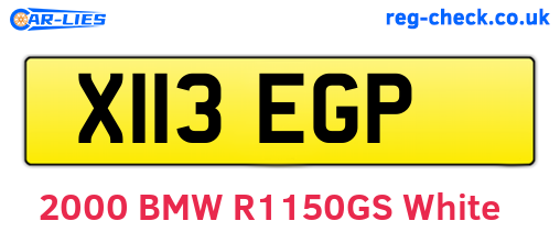 X113EGP are the vehicle registration plates.