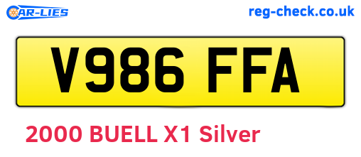 V986FFA are the vehicle registration plates.