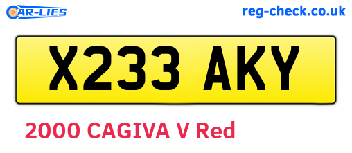 X233AKY are the vehicle registration plates.