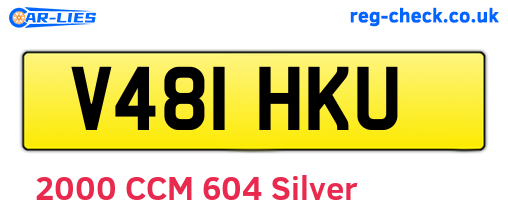 V481HKU are the vehicle registration plates.