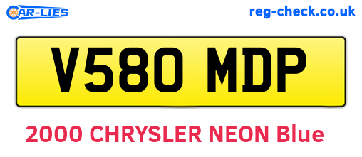 V580MDP are the vehicle registration plates.