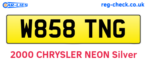 W858TNG are the vehicle registration plates.