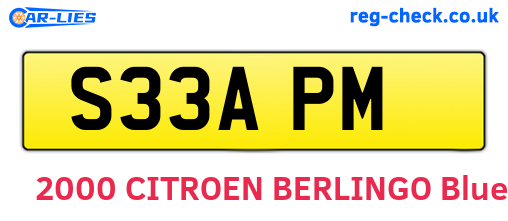 S33APM are the vehicle registration plates.