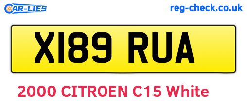 X189RUA are the vehicle registration plates.