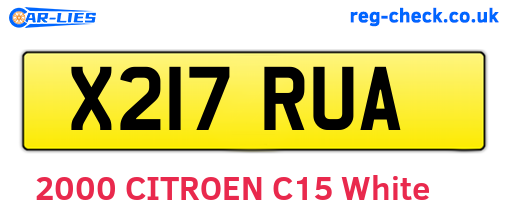 X217RUA are the vehicle registration plates.