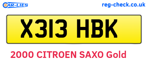 X313HBK are the vehicle registration plates.