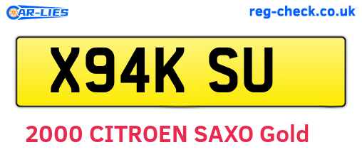 X94KSU are the vehicle registration plates.