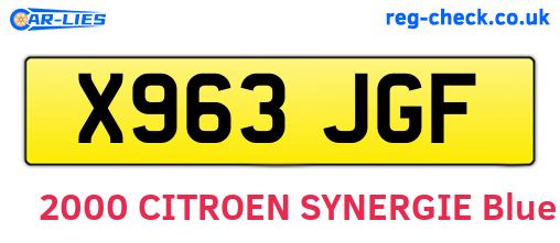 X963JGF are the vehicle registration plates.