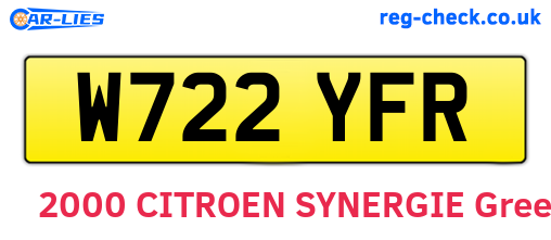 W722YFR are the vehicle registration plates.