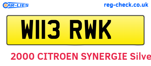 W113RWK are the vehicle registration plates.