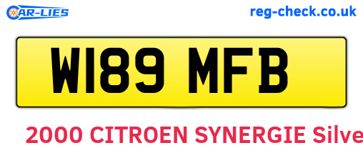 W189MFB are the vehicle registration plates.
