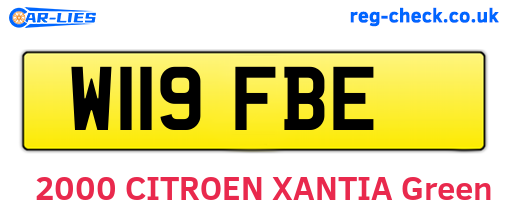 W119FBE are the vehicle registration plates.