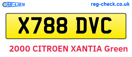 X788DVC are the vehicle registration plates.