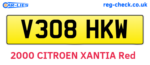 V308HKW are the vehicle registration plates.
