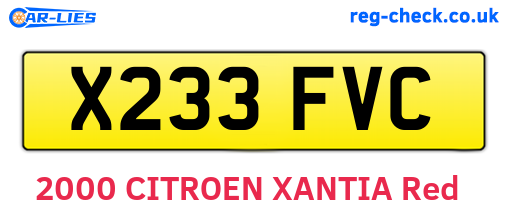 X233FVC are the vehicle registration plates.
