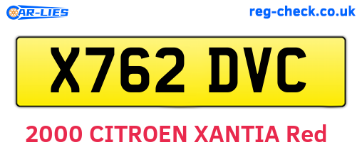 X762DVC are the vehicle registration plates.